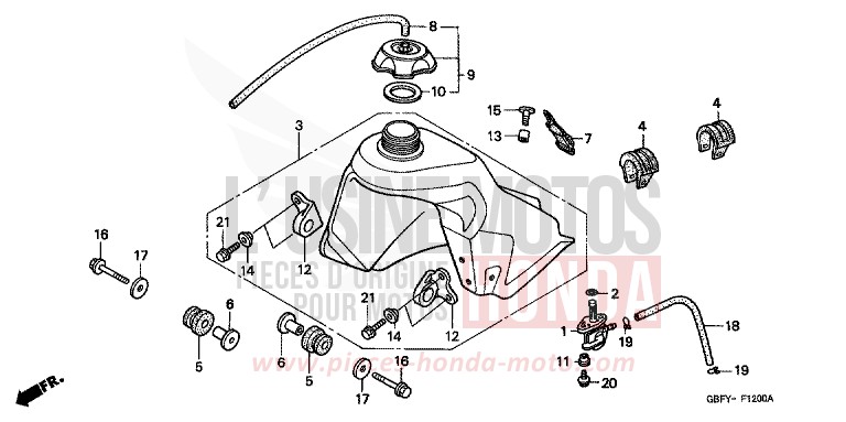 KRAFTSTOFFTANK von CR80R "große Räder" EXPLOSION RED (R254) von 2001